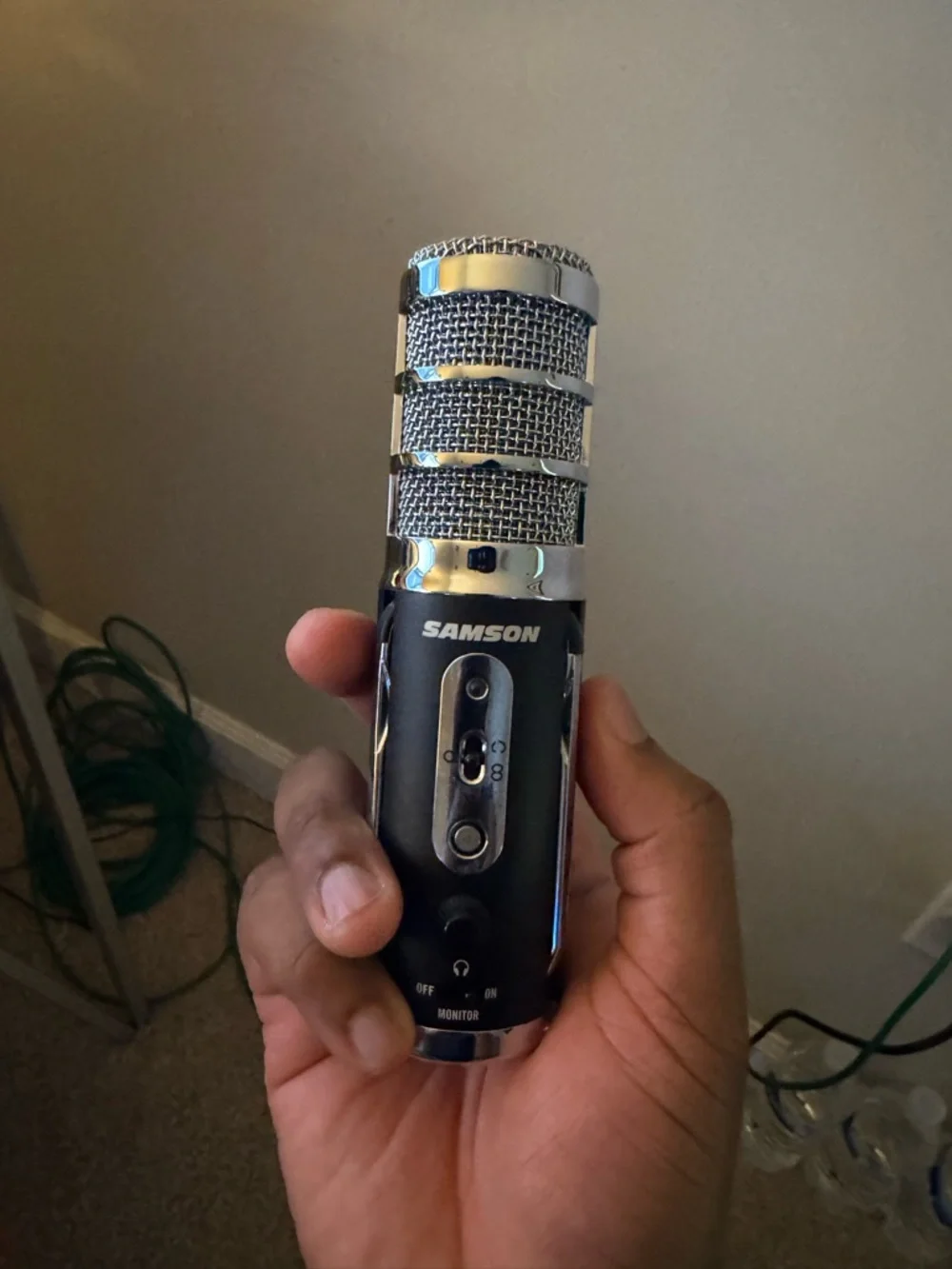 Black Handheld USB Microphone with Wind Screen